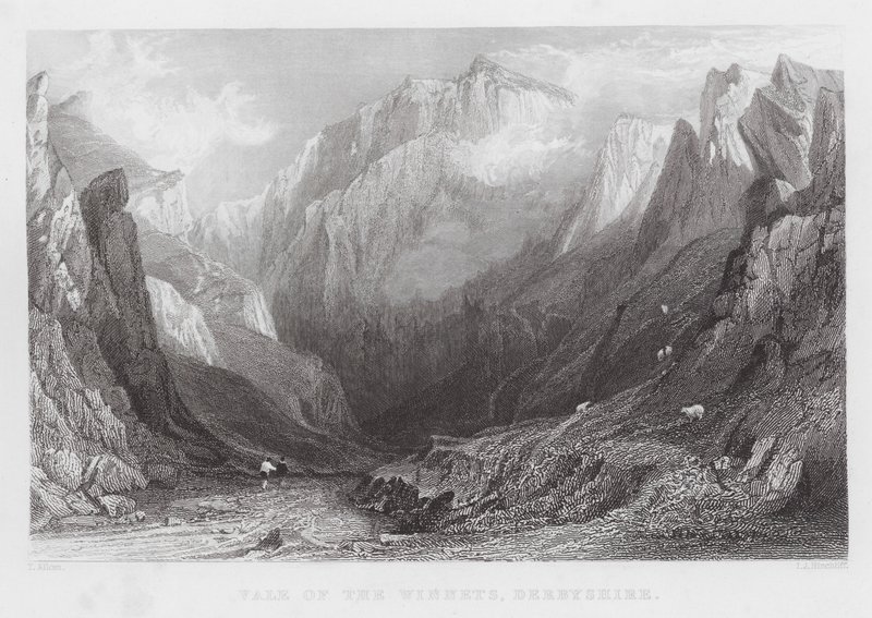 Valle de los Winnets, Derbyshire (grabado) de Thomas (after) Allom
