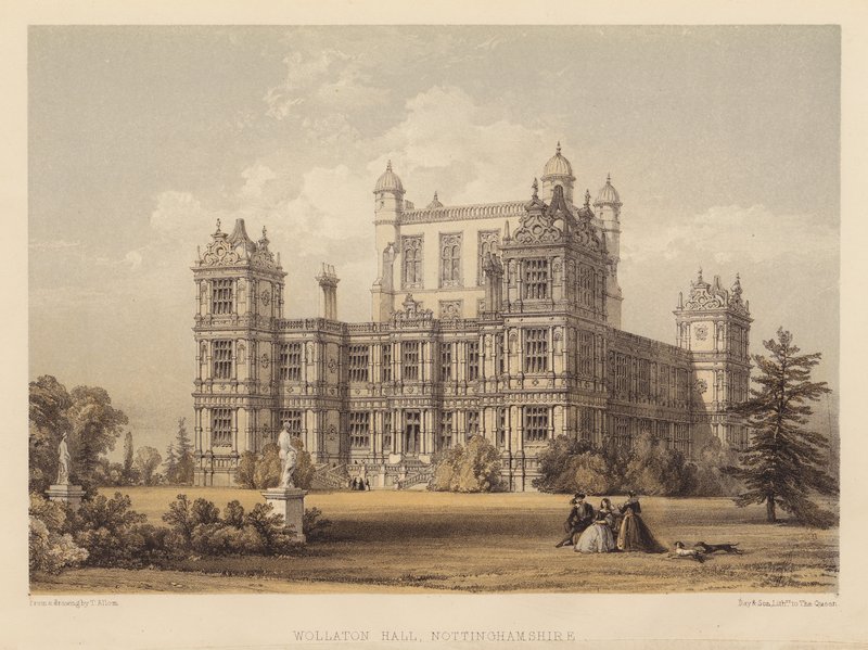 Wollaton Hall, Nottinghamshire (aguatinta) de Thomas (after) Allom