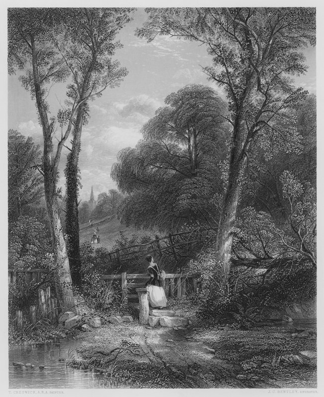 El Camino a la Iglesia, del cuadro en la Galería Vernon (grabado) de Thomas (after) Creswick