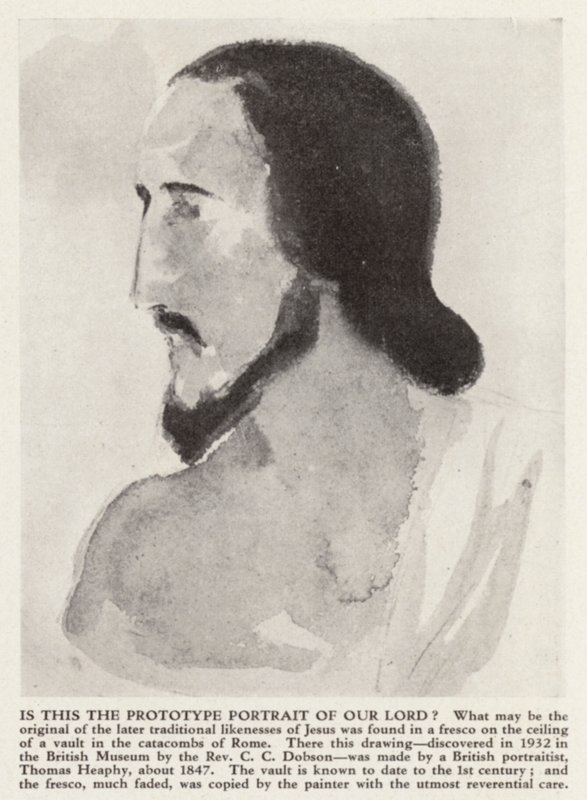 Retrato de Jesucristo de las Catacumbas de Roma (lito) de Thomas (after) Heaphy