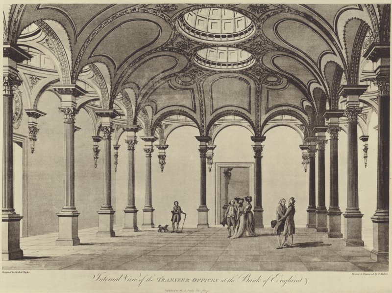 Oficina de Transferencias de Sir Robert Taylor, Banco de Inglaterra de Thomas (after) Malton