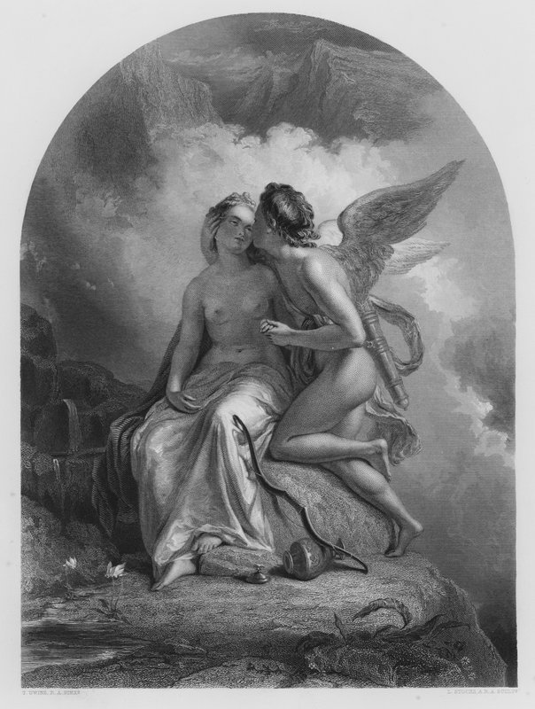 Cupido y Psique, del cuadro en la Colección Real de Thomas (after) Uwins