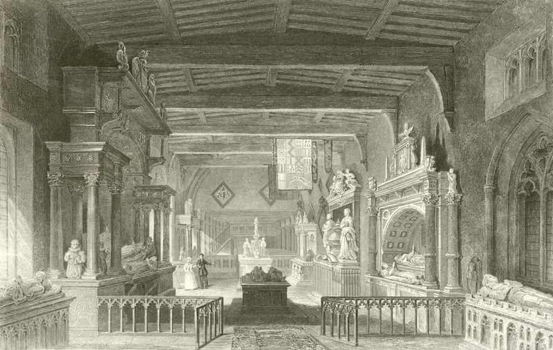 Monumentos a los Condes de Rutland en la Iglesia de Bottesford, Leicestershire de Thomas Allom