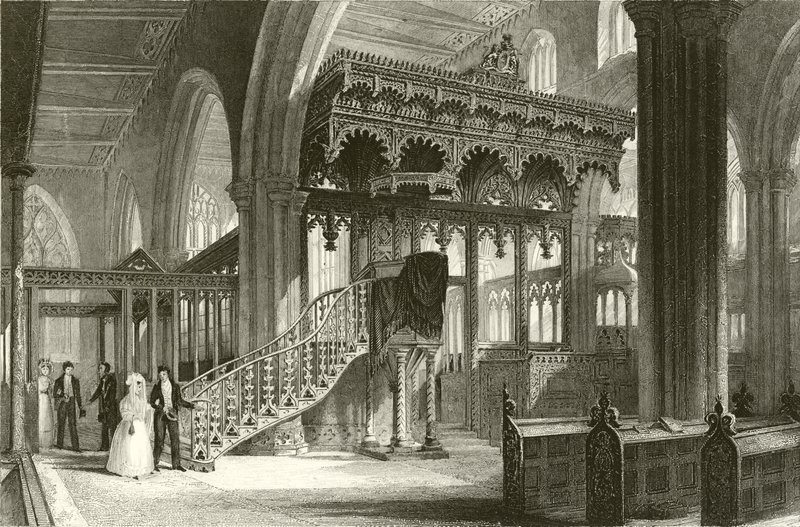 Iglesia de Sefton, Lancashire de Thomas Allom