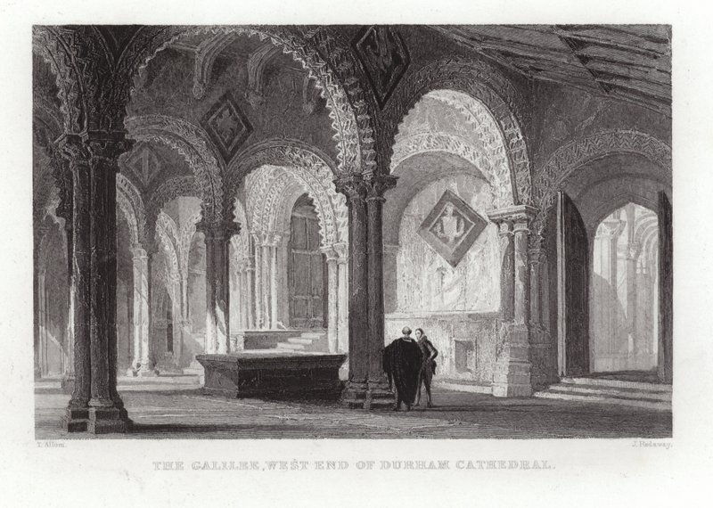 La Galilea en el extremo oeste de la Catedral de Durham de Thomas Allom