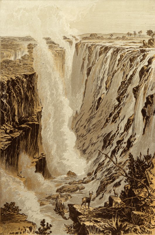 Las Cataratas Victoria, Zambezi, desde el extremo este del abismo de Thomas Baines