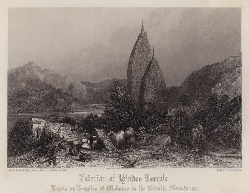 Exterior del Templo Hindú de Thomas Colman (after) Dibdin