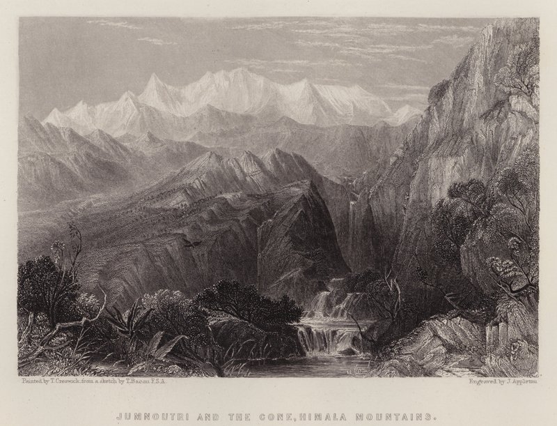 Jumnoutri y el Cono, Montañas del Himalaya de Thomas Creswick