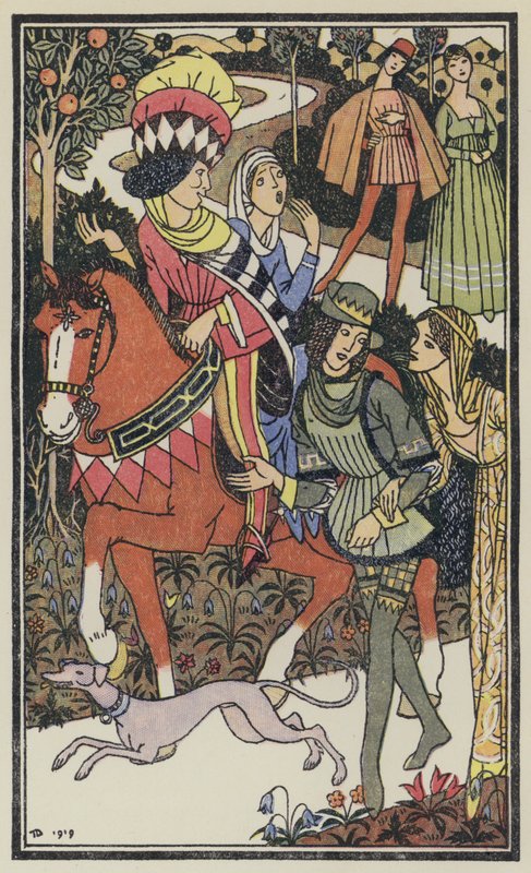Ilustración para El Decamerón de Boccaccio (litografía en color) de Thomas Derrick