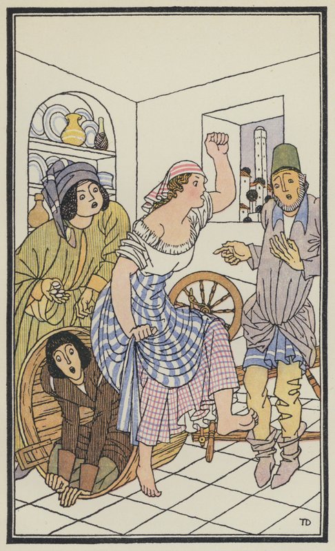 Ilustración para El Decamerón de Boccaccio (litografía en color) de Thomas Derrick