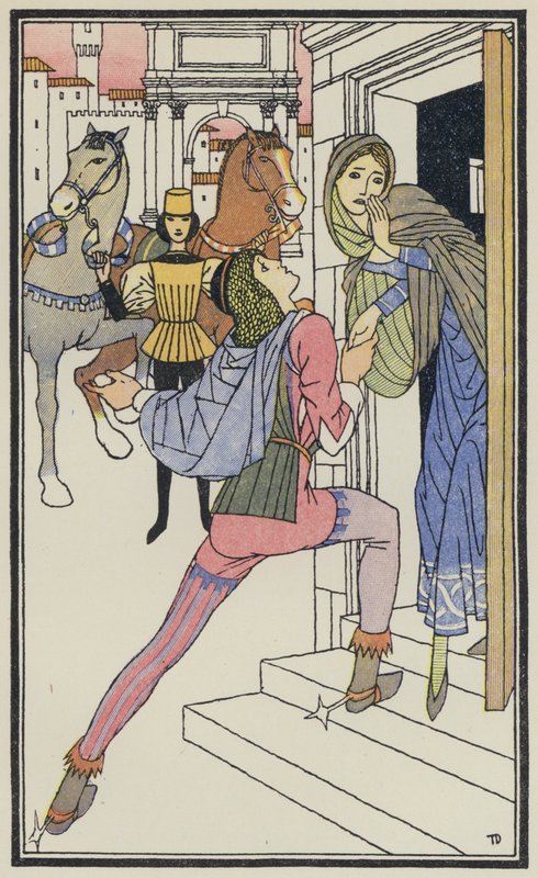 Ilustración para El Decamerón de Boccaccio (litografía en color) de Thomas Derrick