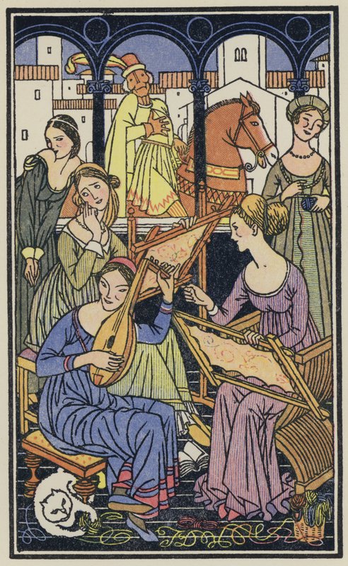 Ilustración para El Decamerón de Boccaccio (litografía en color) de Thomas Derrick