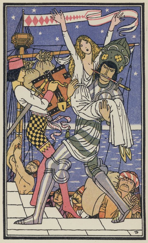Ilustración para El Decamerón de Boccaccio (litografía en color) de Thomas Derrick