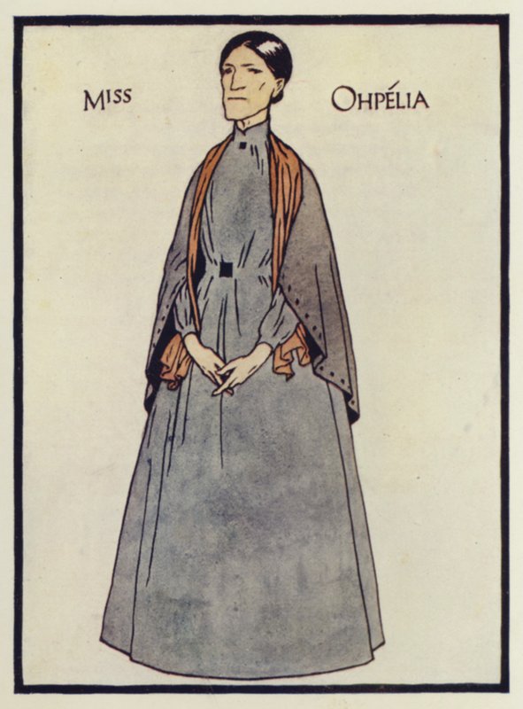 La Srta. Ofelia, personaje de La cabaña del tío Tom (litografía en color) de Thomas Derrick