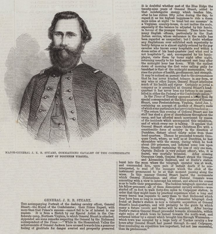 General de División J E B Stuart, comandante de la Caballería del Ejército Confederado de Virginia del Norte de Thomas Harrington Wilson