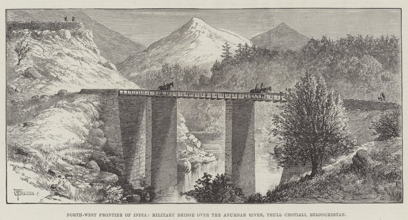 Frontera noroeste de India, puente militar sobre el río Anumbar, Thull Chotiali, Beluchistán de Thomas Harrington Wilson