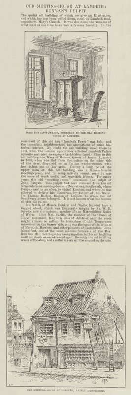 Antigua Casa de Reuniones en Lambeth, Púlpito de Bunyan de Thomas Harrington Wilson