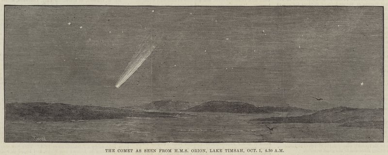 El Cometa visto desde el HMS Orion, Lago Timsah, 1 de octubre, 4:30 am de Thomas Harrington Wilson