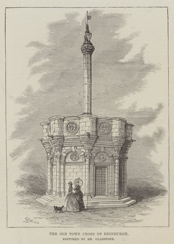 La antigua cruz de la ciudad de Edimburgo, restaurada por el Sr. Gladstone de Thomas Harrington Wilson
