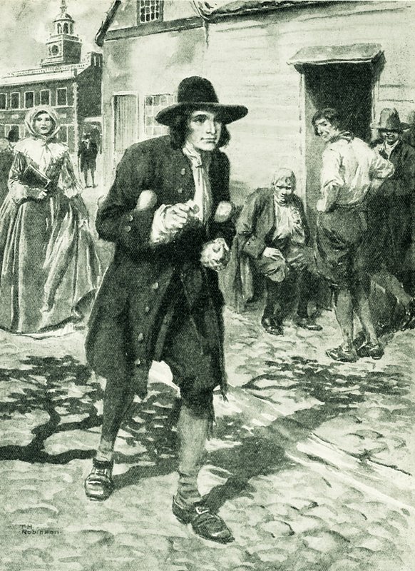 Benjamin Franklin llegando a Filadelfia (litografía) de Thomas Heath Robinson