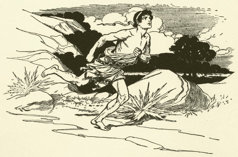 Trayendo las noticias de Maratón (grabado) de Thomas Heath Robinson