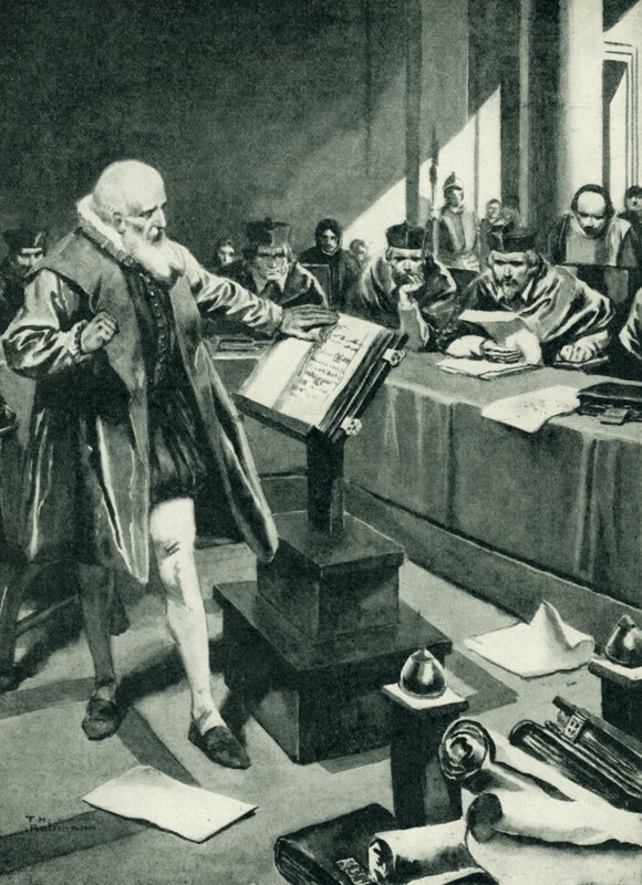 Galileo comparece ante los cardenales (litografía) de Thomas Heath Robinson