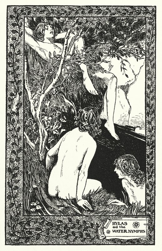 Hylas y las ninfas del agua (litografía) de Thomas Heath Robinson