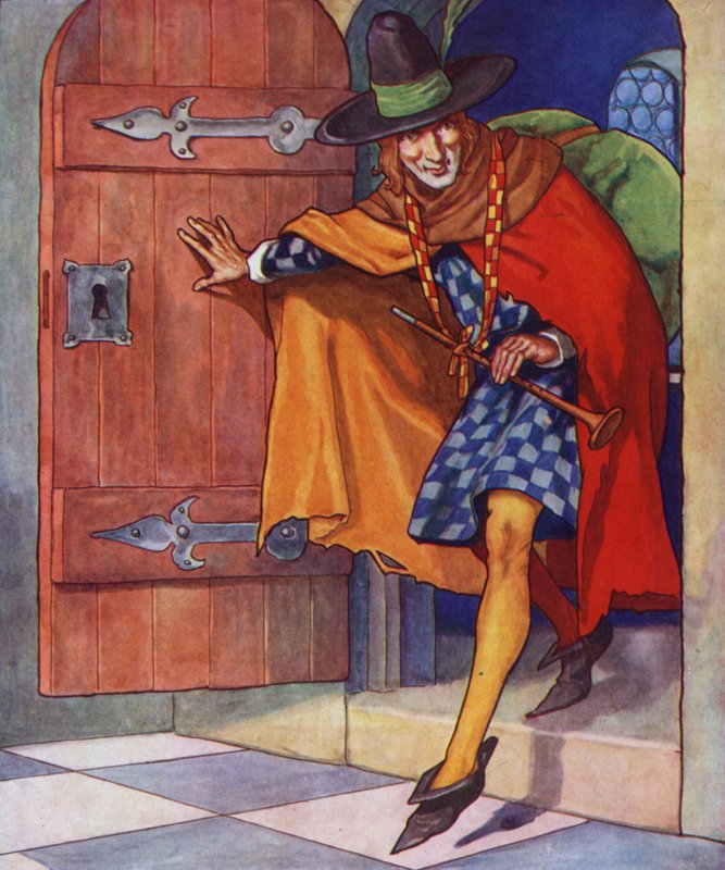 Ilustración de El flautista de Hamelin (litografía en color) de Thomas Heath Robinson
