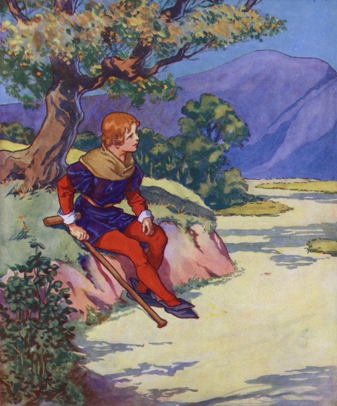 Ilustración de El flautista de Hamelin (litografía en color) de Thomas Heath Robinson