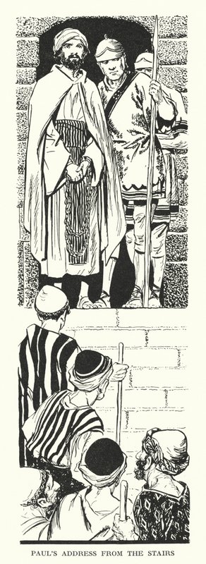 Discurso de Pablo desde la Escalera (litografía) de Thomas Heath Robinson