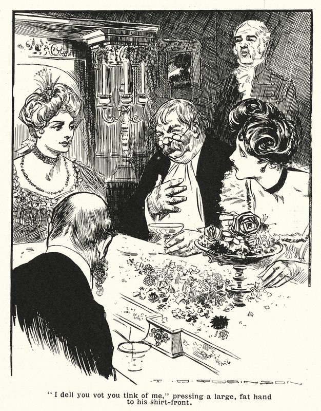 Profesor explicando su invento, la Thoughtograph (litografía) de Thomas Heath Robinson
