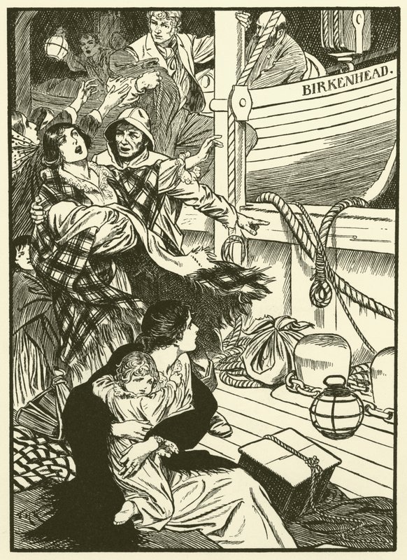 Salvar a las mujeres y los niños (grabado) de Thomas Heath Robinson