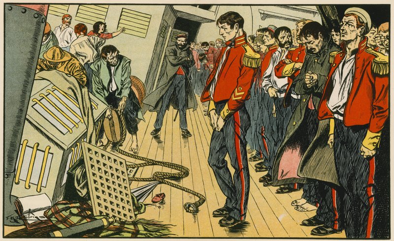 Los héroes del Birkenhead (litografía en color) de Thomas Heath Robinson