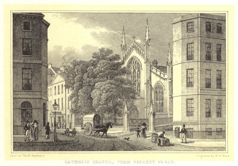 Capilla católica, desde Picardy Place de Thomas Hosmer (after) Shepherd