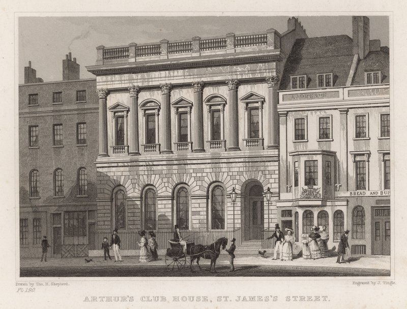 Casa del Club de Arthur, Calle St James, Londres de Thomas Hosmer Shepherd