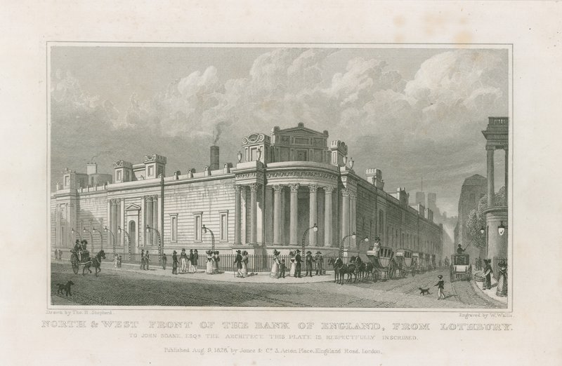 Banco de Inglaterra, frentes de Sir John Soane de Thomas Hosmer Shepherd