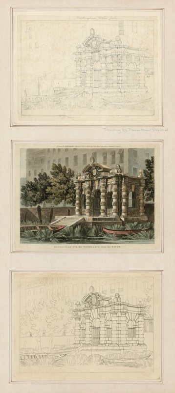Puerta de Agua de las Escaleras de Buckingham, desde el río de Thomas Hosmer Shepherd
