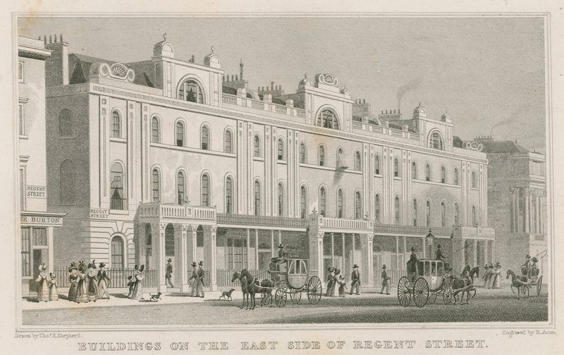 Edificios en el lado este de Regent Street, Londres de Thomas Hosmer Shepherd