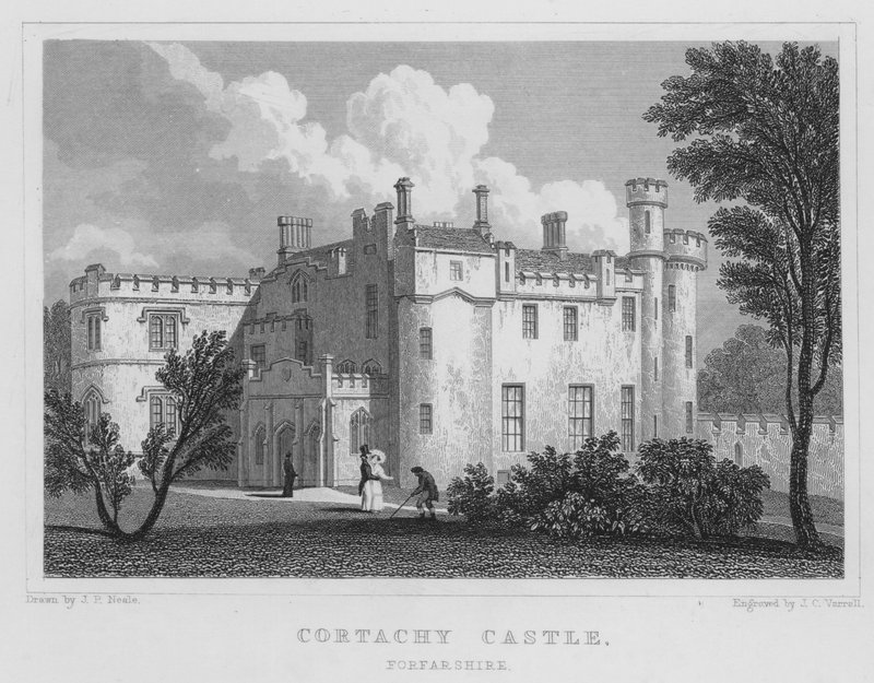 Castillo Cortachy, Forfarshire (grabado) de Thomas Hosmer Shepherd