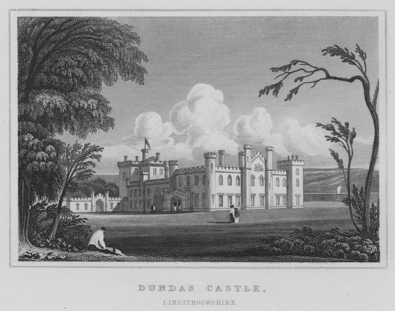 Castillo Dundas, Linlithgowshire (grabado) de Thomas Hosmer Shepherd