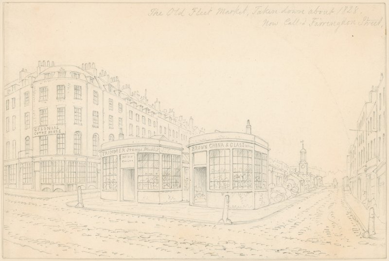 Mercado de la flota desde el Puente de Holborn de Thomas Hosmer Shepherd