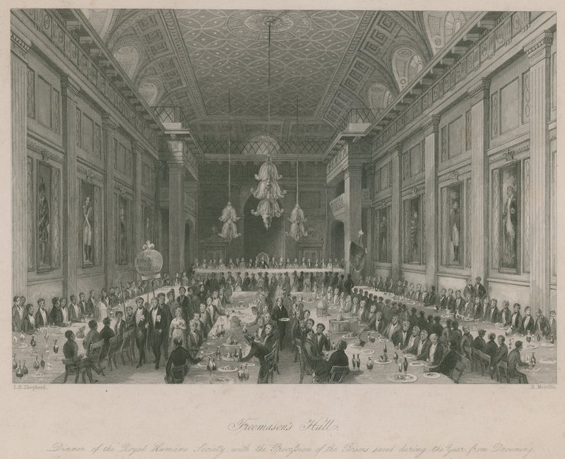 Salón de los masones; Cena de la Sociedad Real de Humanidad de Thomas Hosmer Shepherd