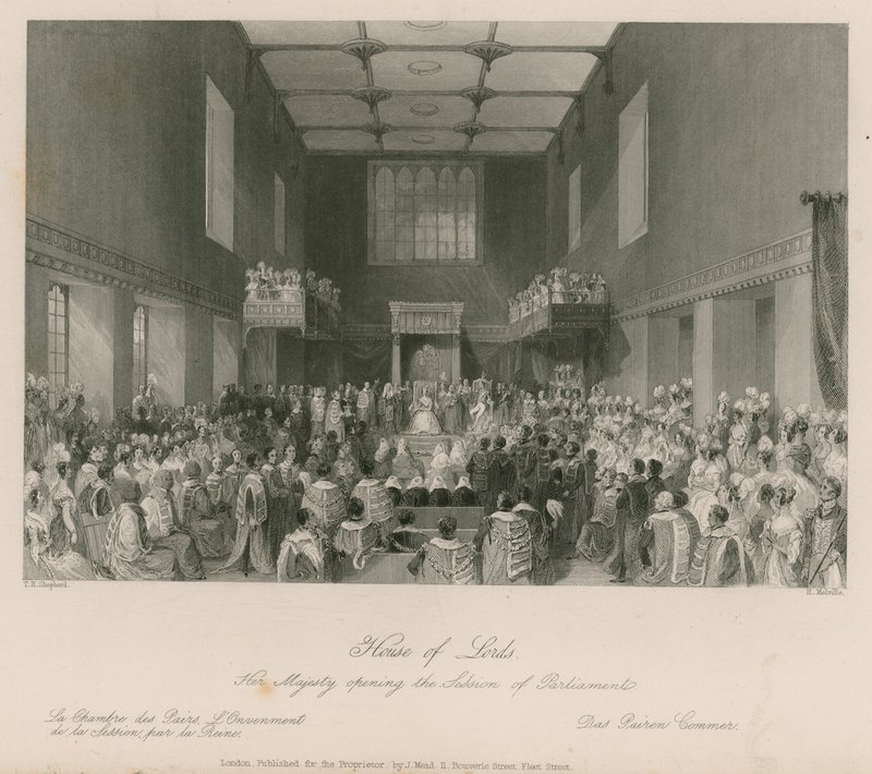 Su Majestad inaugurando la sesión del Parlamento en la Cámara de los Lores de Thomas Hosmer Shepherd