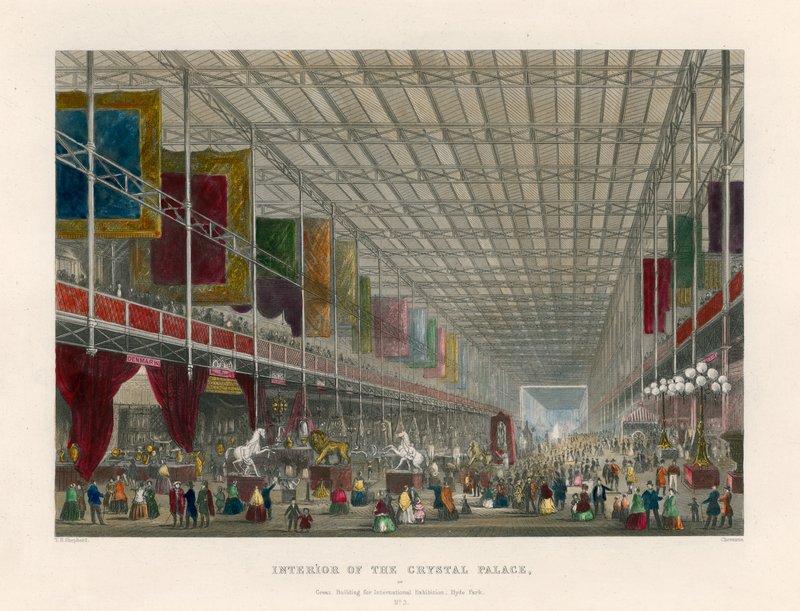 Interior del Palacio de Cristal, o, Gran edificio para la Exposición Internacional, Hyde Park de Thomas Hosmer Shepherd