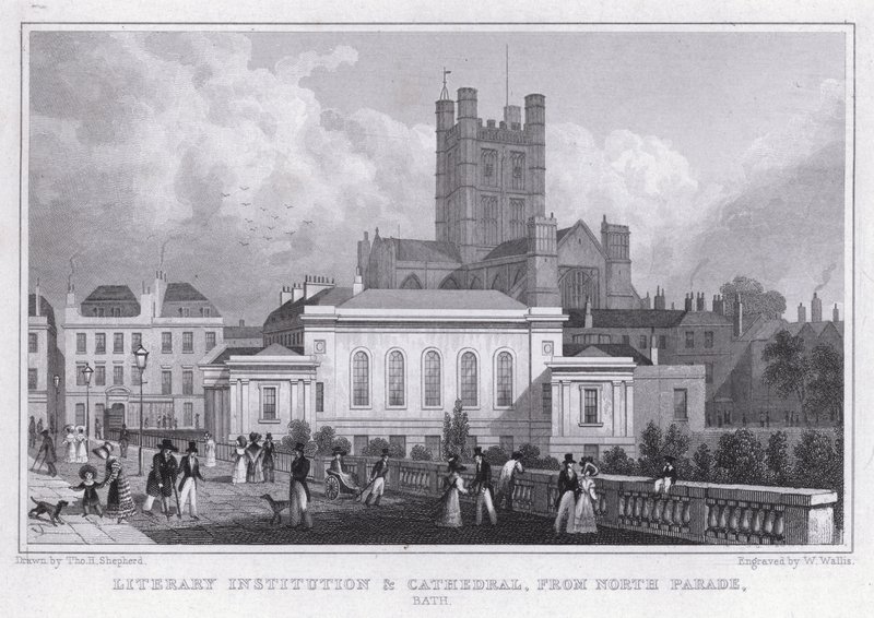 Institución Literaria y Catedral, desde North Parade, Bath de Thomas Hosmer Shepherd