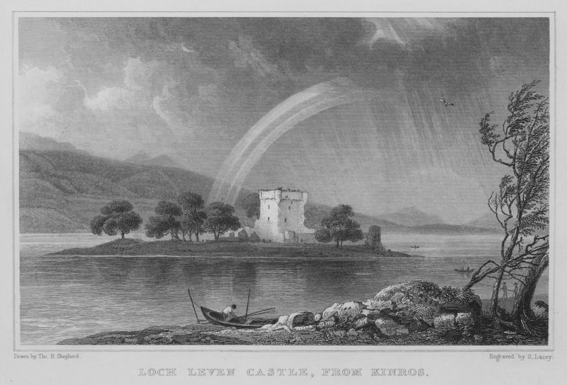 Castillo de Loch Leven, desde Kinros (grabado) de Thomas Hosmer Shepherd