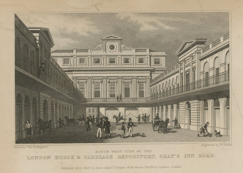 Repositorio de caballos y carruajes de Londres de Thomas Hosmer Shepherd