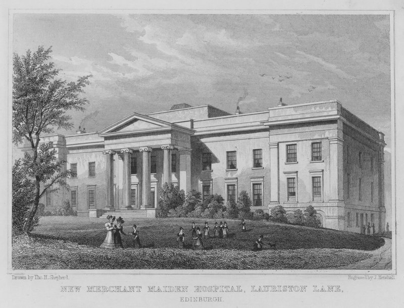 Nuevo Hospital Merchant Maiden, Lauriston Lane, Edimburgo (grabado) de Thomas Hosmer Shepherd