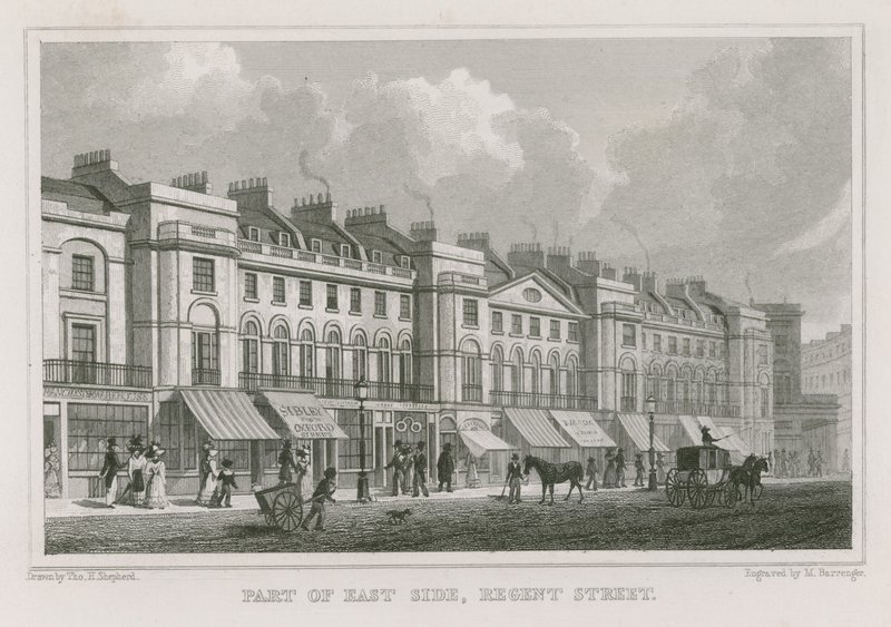 Parte del lado este de la Calle Regnet, Londres de Thomas Hosmer Shepherd