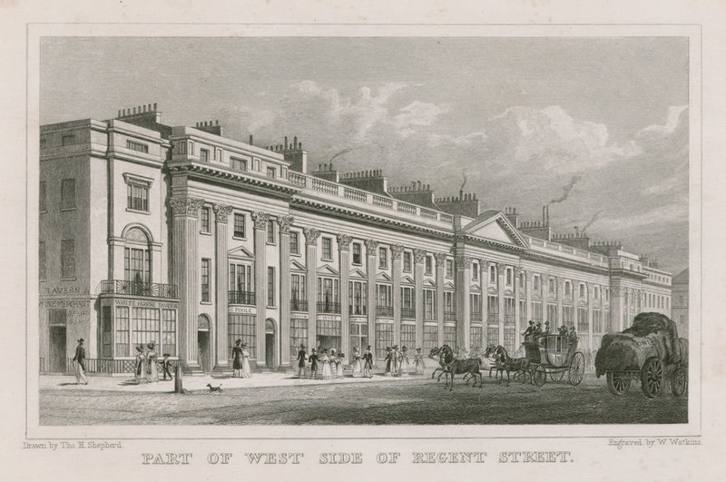 Parte del lado oeste de Regent Street, Londres de Thomas Hosmer Shepherd